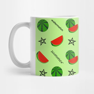 Summer pattern with watermelon on a green background Mug